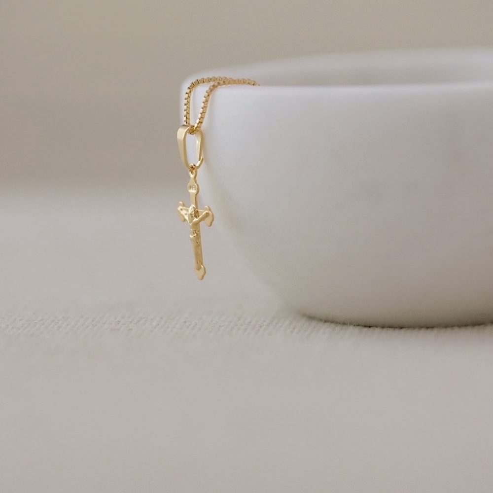 Petite Crucifix Necklace | 18k Gold Filled - Picture 5 of 7